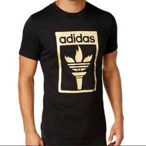 Adidas Originals Men's Trefoil “Fire Torch” T-Shirt Black/Gold Size Small